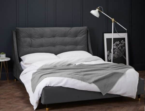 Cushion back bed frame grey